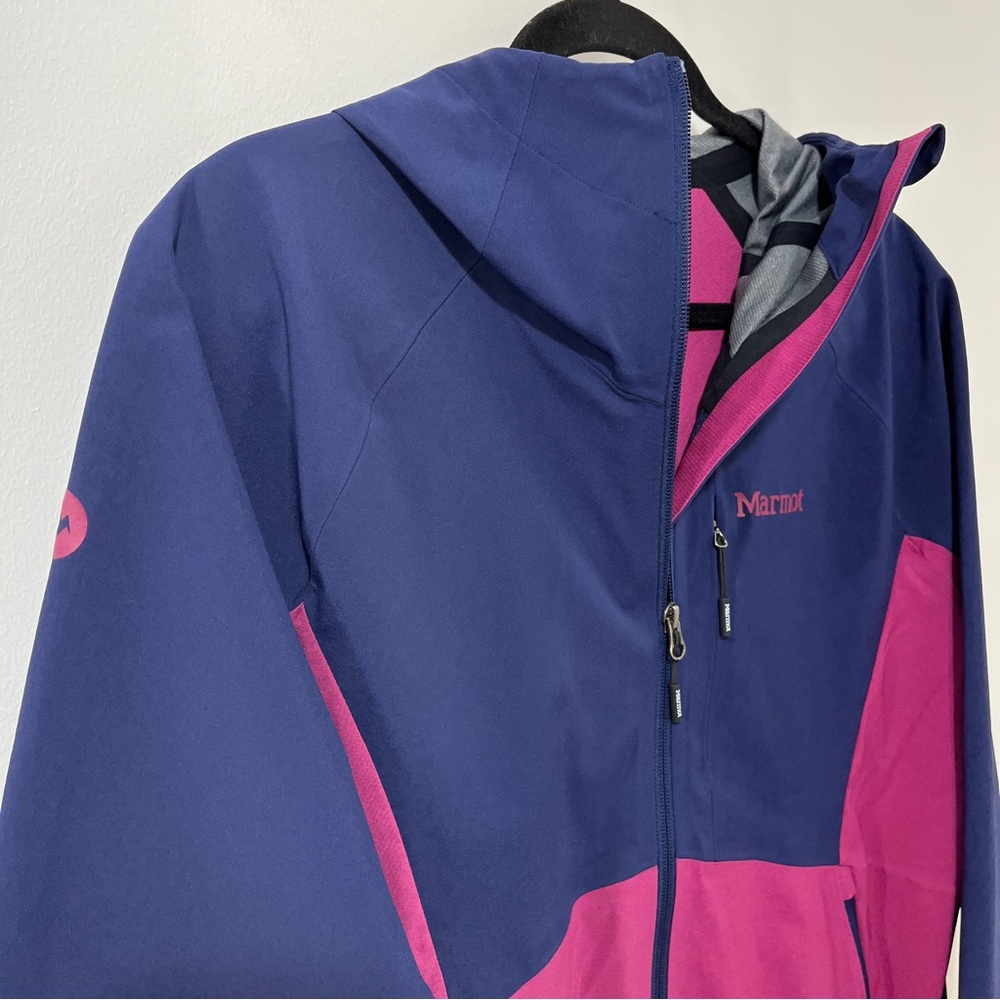 Marmot ROM 2.0 Waterproof Breathable Hooded Outdoor Navy & Pink Coat [size L] - Picture 4 of 11